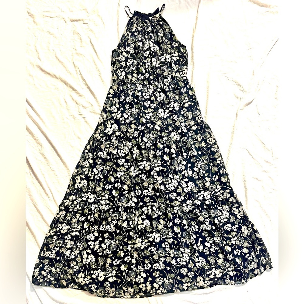 The Loft Women’s Floral Halter Maxi Dress Summer Casual Size Small Petite